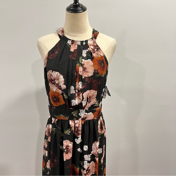 INC International Concepts Floral Black & Multicolored Halter Neck Maxi -Reemoly - Picture 4 of 12